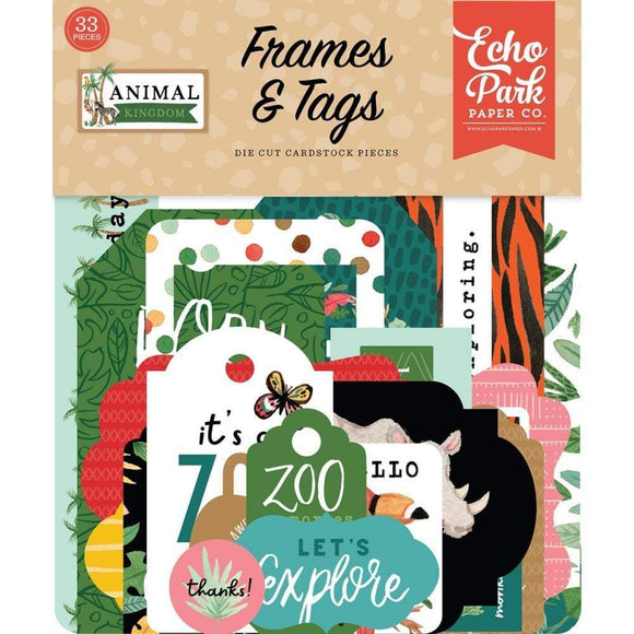 Scrapbooking  Echo Park Animal Kingdom Cardstock Ephemera 33/Pkg Frames & Tags Ephemera