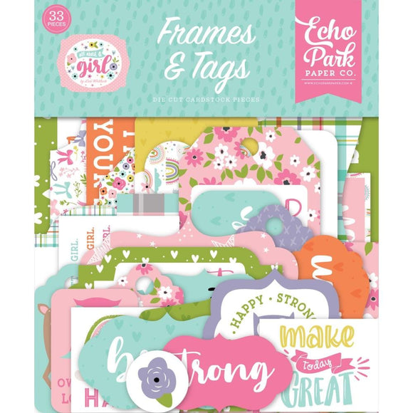 Scrapbooking  Echo Park Cardstock Ephemera 33/Pkg Frames & Tags, All About A Girl Ephemera