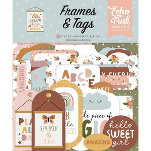 Scrapbooking  Echo Park Cardstock Ephemera 33/Pkg Frames & Tags, Dream Big Little Girl ephemera