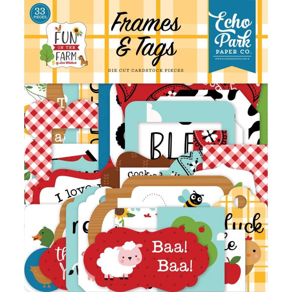 Scrapbooking  Echo Park Cardstock Ephemera 33/Pkg Frames & Tags, Fun On The Farm Ephemera