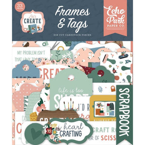 Scrapbooking  Echo Park Cardstock Ephemera 33/Pkg Frames & Tags, Let's Create Ephemera