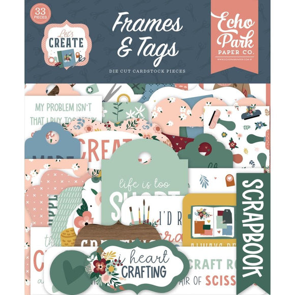 Scrapbooking  Echo Park Cardstock Ephemera 33/Pkg Frames & Tags, Let's Create Ephemera