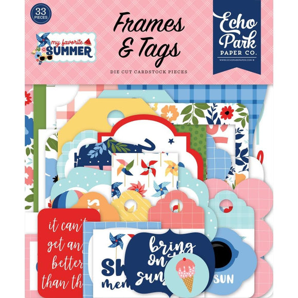 Scrapbooking  Echo Park Cardstock Ephemera 33/Pkg Frames & Tags, My Favorite Summer Ephemera