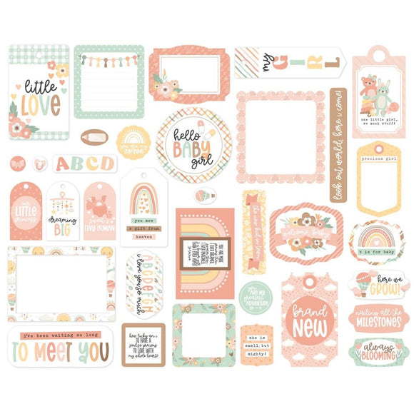 Scrapbooking  Echo Park Cardstock Ephemera 33/Pkg Frames & Tags, Our Baby Girl Ephemera