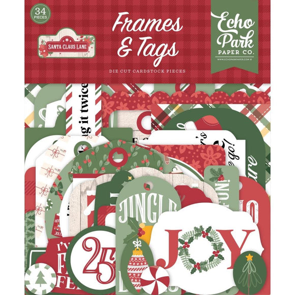 Scrapbooking  Echo Park Cardstock Ephemera 33/Pkg Frames & Tags, Santa Claus Lane Ephemera