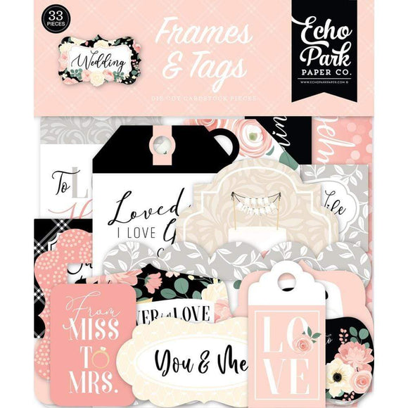 Scrapbooking  Echo Park Cardstock Ephemera 33/Pkg Frames & Tags, Wedding Ephemera