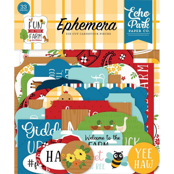 Scrapbooking  Echo Park Cardstock Ephemera 33/Pkg Icons, Fun On The Farm Ephemera