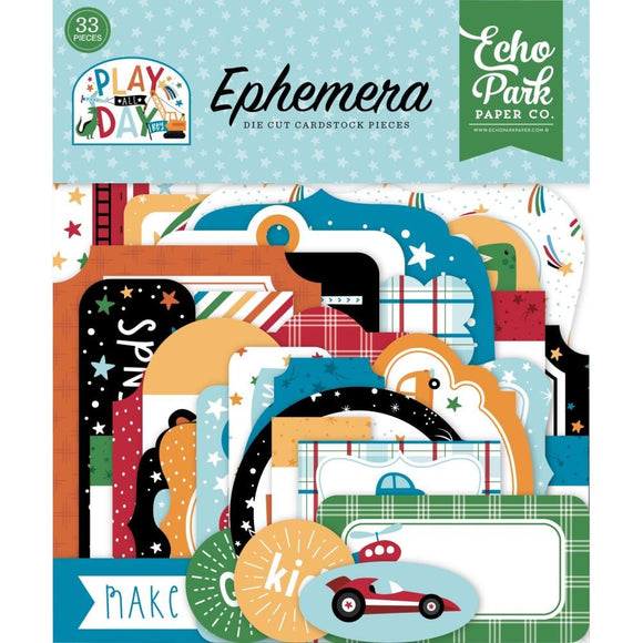 Scrapbooking  Echo Park Cardstock Ephemera 33/Pkg Icons, Play All Day Boy ephemera