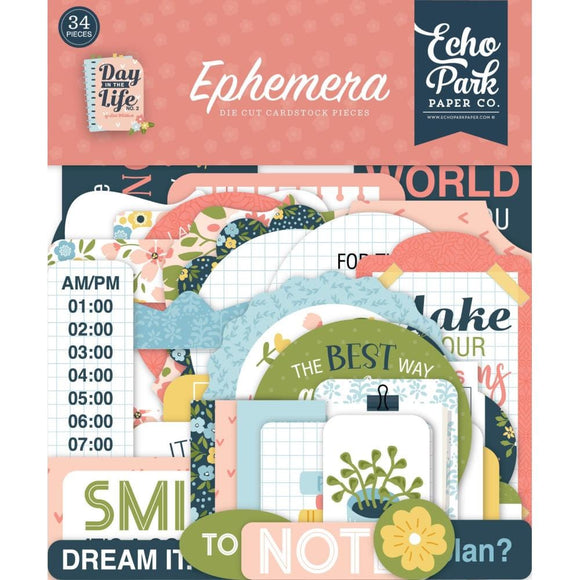 Scrapbooking  Echo Park Cardstock Ephemera 34/Pkg Icon, Day In The Life No. 2 Ephemera