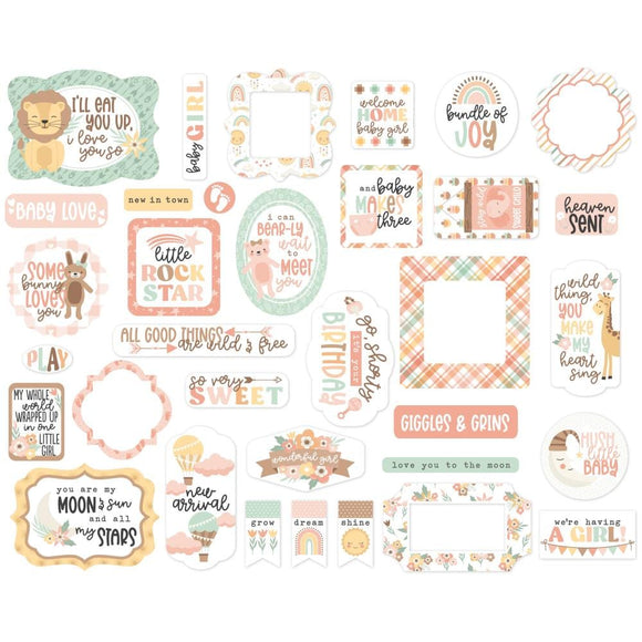 Scrapbooking  Echo Park Cardstock Ephemera 34/Pkg Icon, Our Baby Girl Ephemera