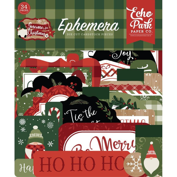 Scrapbooking  Echo Park Gnome For Christmas Cardstock Ephemera 34/Pkg Icons Ephemera