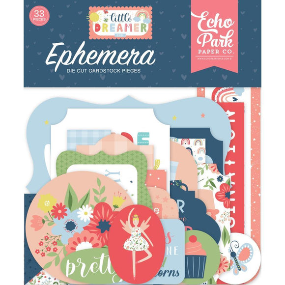 Scrapbooking  Echo Park Little Dreamer Girl Cardstock Ephemera 33/Pkg Icons Ephemera
