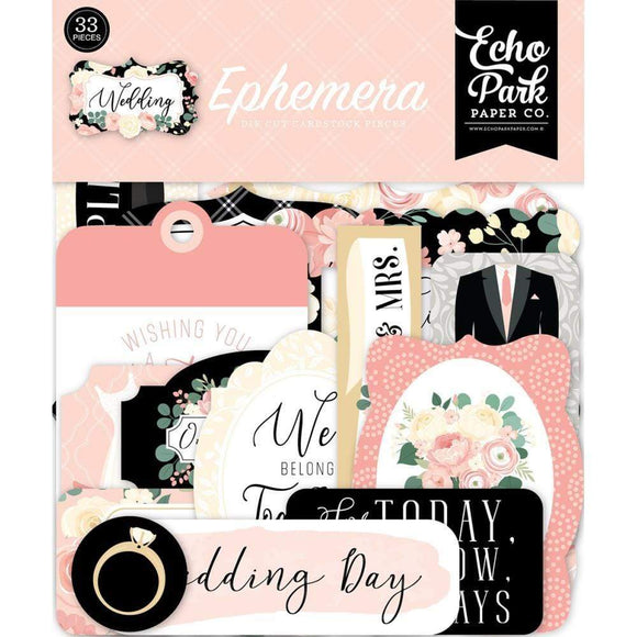 Scrapbooking  Echo Park Wedding Cardstock Ephemera 33/Pkg Icons Ephemera