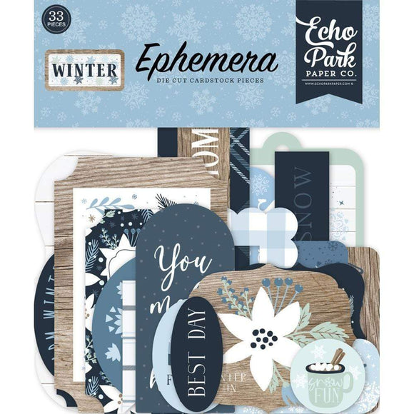 Scrapbooking  Echo Park Winter Cardstock Ephemera 33/Pkg Icons Ephemera