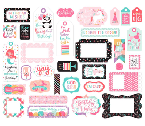 Scrapbooking  It's Your Birthday Girl Cardstock Ephemera 33/Pkg, Frames & Tags Ephemera