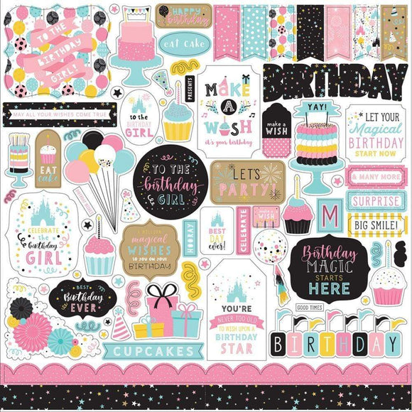 Scrapbooking  Magic Birthday Girl Cardstock Stickers 12