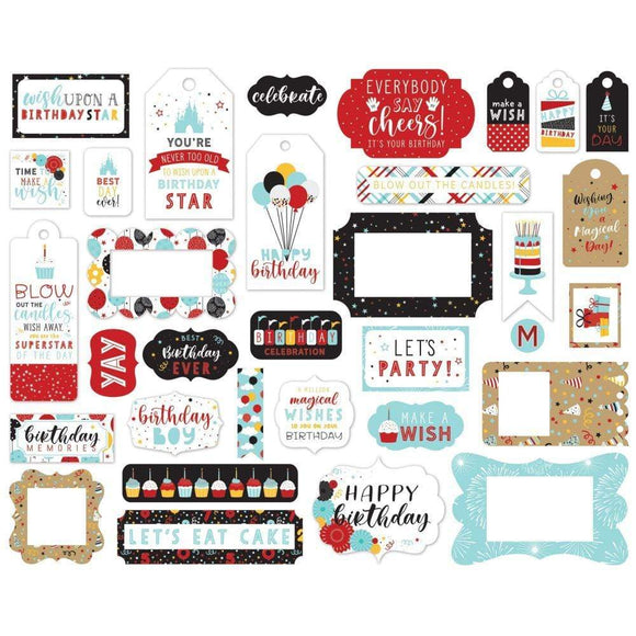 Scrapbooking  Magical Birthday Boy Cardstock Ephemera 33/Pkg Frames & Tags Ephemera