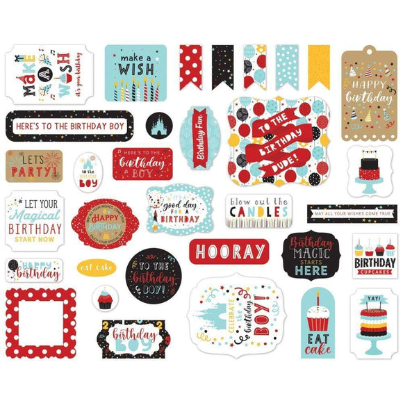 Scrapbooking  Echo Park Cardstock Ephemera 33/Pkg Icons, Magical Birthday Boy Ephemera