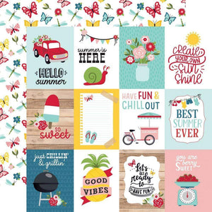 Scrapbooking  A Slice Of Summer Double-Sided Cardstock 12"X12" - 3x4 Journaling Cards Paper 12"x12"