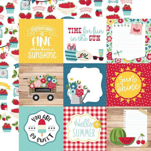Scrapbooking  A Slice Of Summer Double-Sided Cardstock 12"X12" - 4x4 Journaling Cards Paper 12"x12"