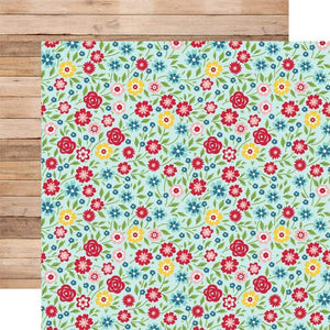 Scrapbooking  A Slice Of Summer Double-Sided Cardstock 12"X12" - Hello Summer Floral Paper 12"x12"
