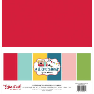 Scrapbooking  A Slice Of Summer Double-Sided Solid Cardstock 12"X12" 6/Pkg , 6 Colors Paper 12"x12"