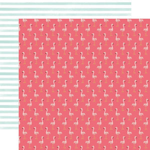 Scrapbooking  Animal Kingdom Double-Sided Cardstock 12"X12" - Flock of Flamingos Paper 12"x12"