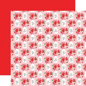 Scrapbooking  Cupid & Co. Double-Sided Cardstock 12"X12" - Be Mine Bouquets Paper 12"x12"