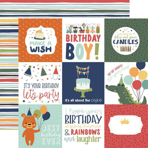 Scrapbooking  Echo Park A Birthday Wish Boy Double-Sided Cardstock 12"X12" - 4x4 Journaling Cards Paper 12"x12"