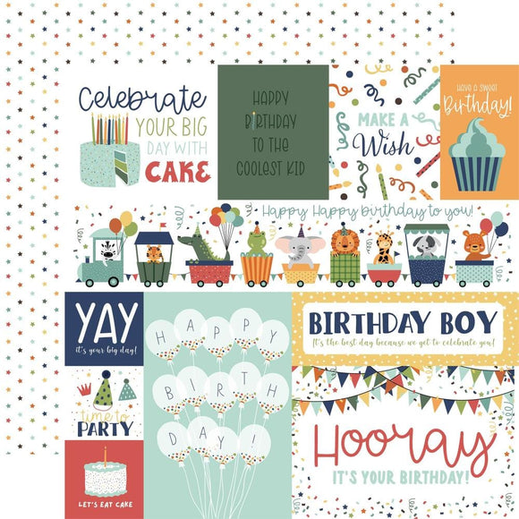 Scrapbooking  Echo Park A Birthday Wish Boy Double-Sided Cardstock 12