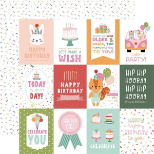 Scrapbooking  Echo Park A Birthday Wish Girl Double-Sided Cardstock 12"X12" -3x4 Journaling Cards Paper 12"x12"