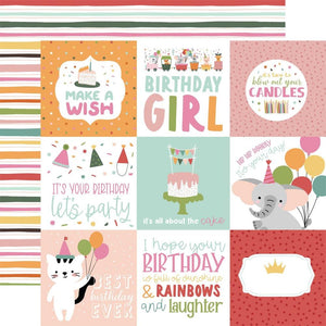 Scrapbooking  Echo Park A Birthday Wish Girl Double-Sided Cardstock 12"X12" - 4x4 Journaling Cards Paper 12"x12"