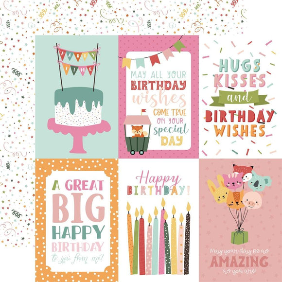 Scrapbooking  Echo Park A Birthday Wish Girl Double-Sided Cardstock 12