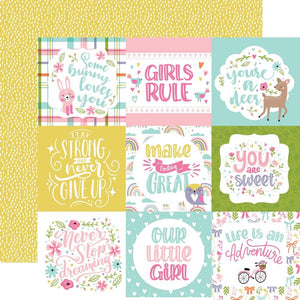 Scrapbooking  Echo Park All About A Girl Double-Sided Cardstock 12"X12" -4x4 Journaling Cards Paper 12"x12"