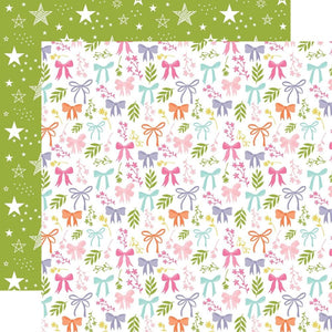 Scrapbooking  Echo Park All About A Girl Double-Sided Cardstock 12"X12" -Bows & Stems Paper 12"x12"