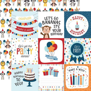 Scrapbooking  Echo Park Birthday Boy Double-Sided Cardstock 12"X12" - 4x4 Journaling Cards Paper 12'x12