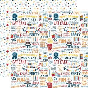 Scrapbooking  Echo Park Birthday Boy Double-Sided Cardstock 12"X12" - Yippee Paper 12'x12
