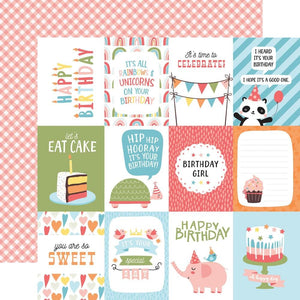 Scrapbooking  Echo Park Birthday Girl Double-Sided Cardstock 12"X12" - 3x4 Journaling Cards paper 12"x12"