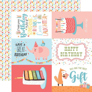 Scrapbooking  Echo Park Birthday Girl Double-Sided Cardstock 12"X12" - 6x4 Journaling paper 12"x12"