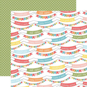 Scrapbooking  Echo Park Birthday Girl Double-Sided Cardstock 12"X12" - Girl Birthday Banners paper 12"x12"