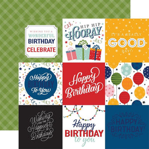 Scrapbooking  Echo Park Birthday Salutations Double-Sided Cardstock 12"X12" - 4x4 Journaling Cards paper 12"x12"