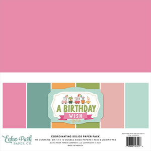 Scrapbooking  Echo Park Double-Sided Solid Cardstock 12"X12" 6/Pkg A Birthday Wish Girl, 6 Colors Paper 12"x12"