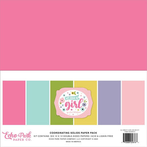 Scrapbooking  Echo Park Double-Sided Solid Cardstock 12"X12" 6/Pkg All About A Girl, 6 Colors Paper 12"x12"