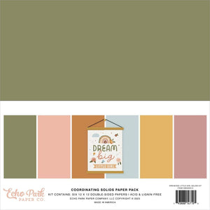 Scrapbooking  Echo Park Double-Sided Solid Cardstock 12"X12" 6/Pkg Dream Big Little Girl, 6 Colors Paper 12"x12"