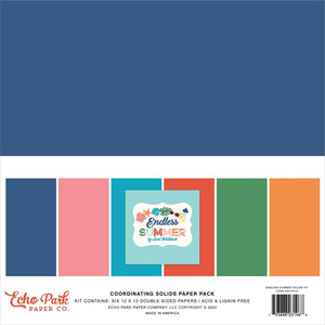Scrapbooking  Echo Park Double-Sided Solid Cardstock 12"X12" 6/Pkg Endless Summer Paper 12"x12"