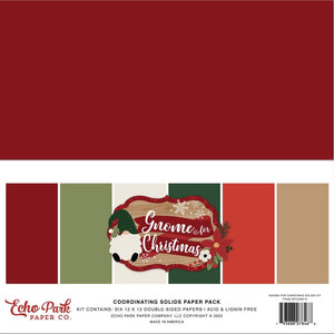Scrapbooking  Echo Park Double-Sided Solid Cardstock 12"X12" 6/Pkg Gnome For Christmas, 6 Colors Paper 12"x12"