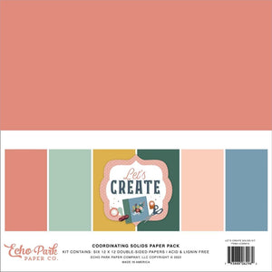 Scrapbooking  Echo Park Double-Sided Solid Cardstock 12"X12" 6/Pkg Let's Create, 6 Colors Paper 12"x12"