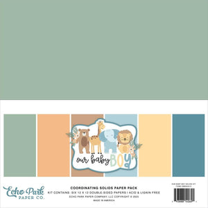 Scrapbooking  Echo Park Double-Sided Solid Cardstock 12"X12" 6/Pkg Our Baby Boy, 6 Colors Paper 12"x12"
