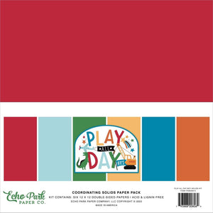 Scrapbooking  Echo Park Double-Sided Solid Cardstock 12"X12" 6/Pkg Play All Day Boy, 6 Colors Paper 12"x12"