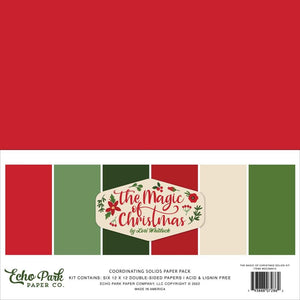 Scrapbooking  Echo Park Double-Sided Solid Cardstock 12"X12" 6/Pkg The Magic Of Christmas, 6 Colors Paper 12"x12"